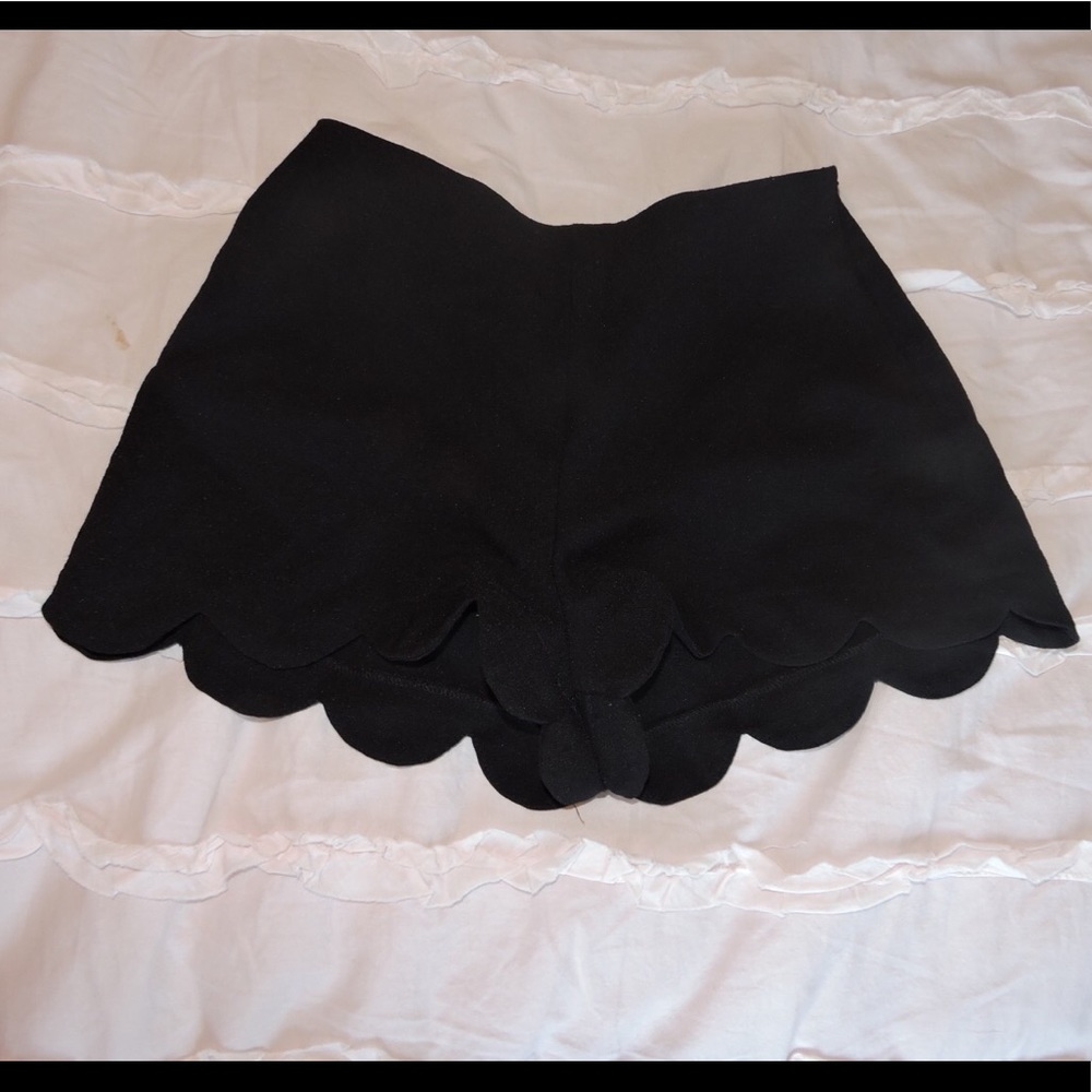 Black scalloped shorts